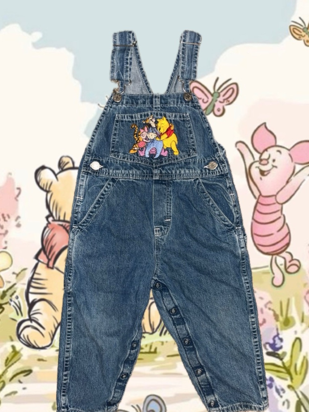 Winnie the Pooh Denim Overalls Kids upcycle